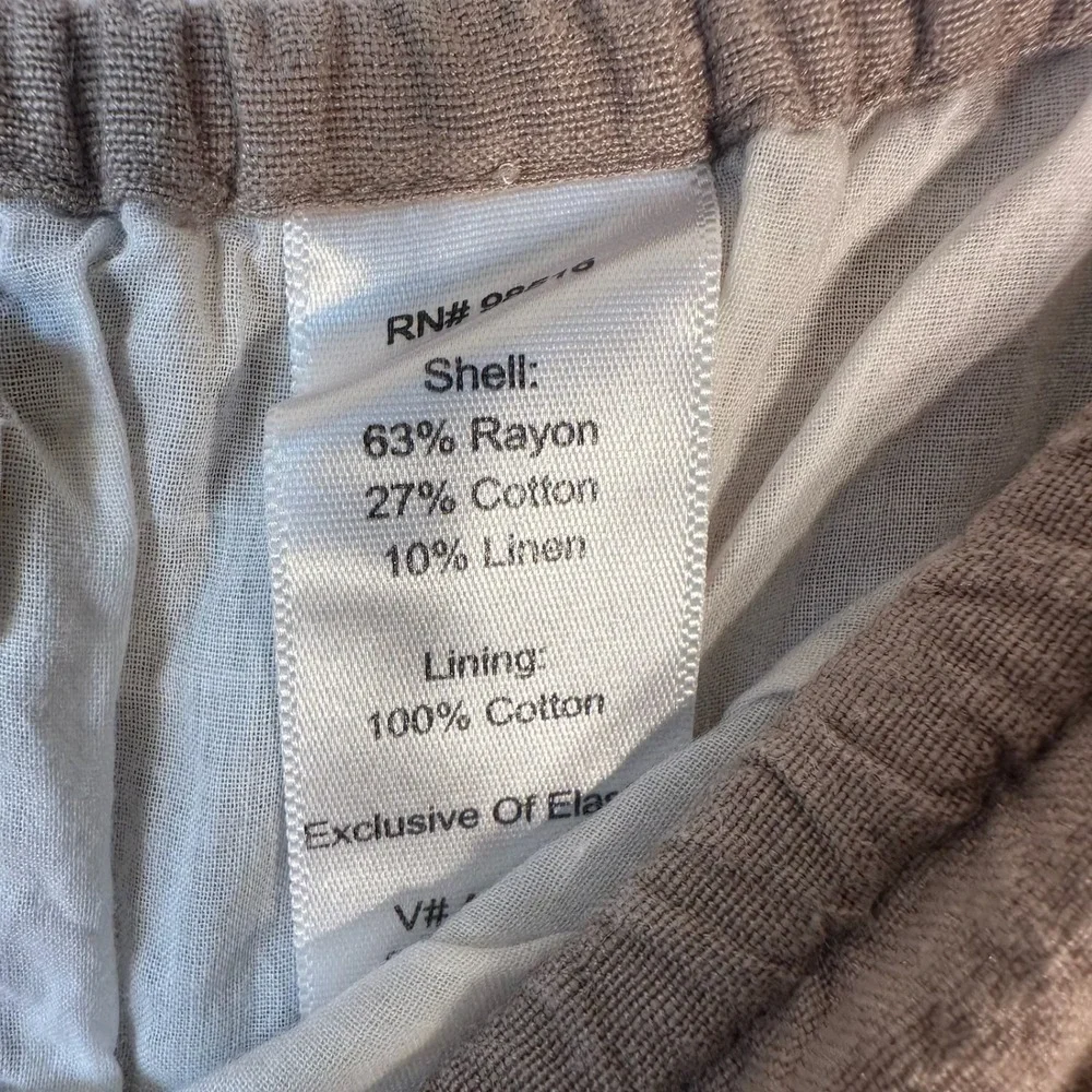 Coldwater Creek XL Taupe Cream Tiered Boho Midi Skirt Rayon Linen Cotton Smocked